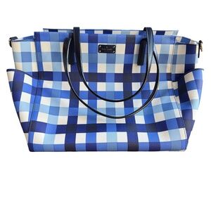Kate Spade Kaylie Baby Bag Grove Street Blue Gingham NWOT